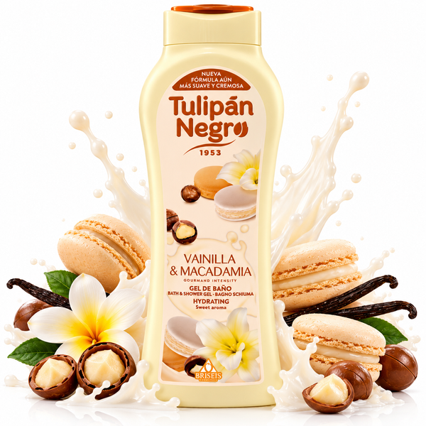 Gel de Duș Tulip&aacute;n Negro Vainilla & Macadamia, Vanilie și Macadamia, 650 ml, Bej, Crem, Vanilie și Macadamia