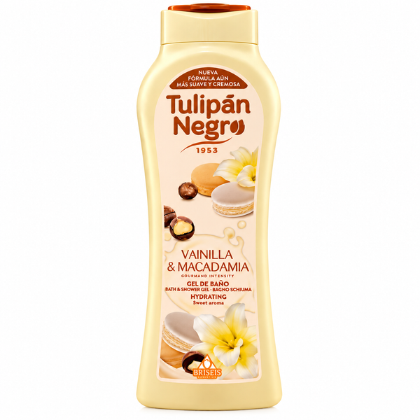 Gel de Duș Tulip&aacute;n Negro Vainilla & Macadamia, Vanilie și Macadamia, 650 ml, Bej, Crem, Vanilie și Macadamia