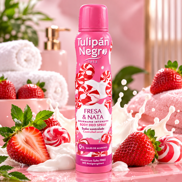 Deodorant Spray Tulip&aacute;n Negro Fresa & Nata &ndash; Căpșuni și Frișcă, Roz, Roz, Fresa & Nata &ndash; Căpșuni și Frișcă