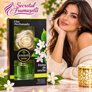 Odorizant Cameră AMBAR Perfums Dama de Noche, Floare Parfumată, 75 ml, Verde, Flori albe