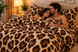 Lenjerie Pat Finet, 4 Piese, 160&times;210 cm, Leopard Print, Maro, Bej, maro și negru