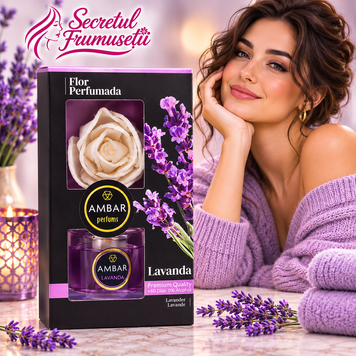 Difuzor Parfum Cameră AMBAR Flor Perfumada Lavanda, Floare Parfumată, 75 ml, Maro, Mov, dacă este necesară, Lavanda