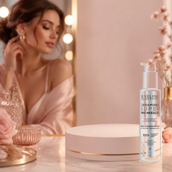 Emulsie cremoasă pentru curățare și demachiere Ceramides Super Pre-Needles Meso Milk-Emulsion Eveline 145 ml