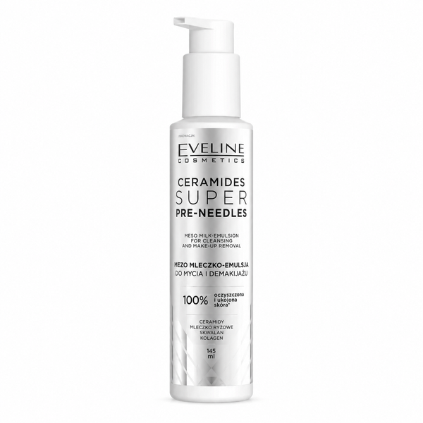 Emulsie cremoasă pentru curățare și demachiere Ceramides Super Pre-Needles Meso Milk-Emulsion Eveline 145 ml