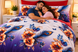 Lenjerie Pat Finet Casa Pucioasa F-07, 4 Piese, 160&times;210 cm, Floral cu Pene de Păun, Multicolor, Alb, mov, albastru și portocaliu