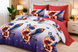 Lenjerie Pat Finet Casa Pucioasa F-07, 4 Piese, 160&times;210 cm, Floral cu Pene de Păun, Multicolor, Alb, mov, albastru și portocaliu