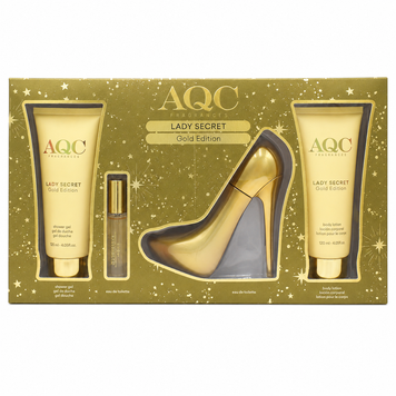 Caseta Cadou, Aqc, Gel de Dus 120 ml, Lotiune de Corp 120 ml, EDT 100 ml, EDT 15 ml Lady Secret Gold