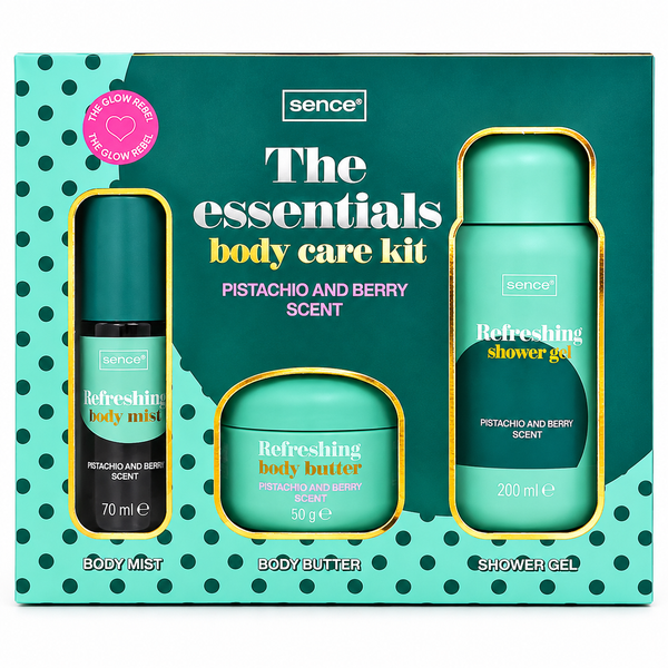 Set Cadou Sence The Essentials Pistachio & Berry, 3 Produse &Icirc;ngrijire Corp, Verde, Pistachio & Berry