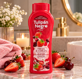 Gel de Duș Tulip&aacute;n Negro Fresa & Cereza, Căpșuni și Cireșe, 650 ml